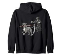 Funny Halloween Pitbull Dog And The Reaper Felpa con Cappuccio
