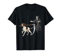 Funny Halloween Pointer Dog And The Reaper Maglietta