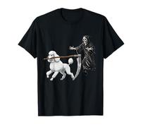 Funny Halloween Poodle Dog And The Reaper Maglietta