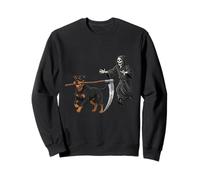 Funny Halloween Rottweiler Dog And The Reaper Felpa