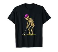 Funny Halloween Skeleton Playing Golf Golfer Dad Maglietta