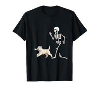 Funny Halloween Soft Coated Wheaten Terrier And Skeleton Maglietta