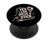 Funny Halloween Witch Yes I Can Drive A Stick PopSockets PopGrip Adesivo