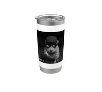 Funny Hamster Flipping Off Middle Finger On Security Camera Bicchiere termico in acciaio inox doppia parete