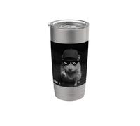 Funny Hamster Flipping Off Middle Finger On Security Camera Bicchiere termico in acciaio inox doppia parete