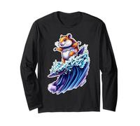 Funny Hamster Sta navigando un'onda oceanica 1 - Fan Fun Maglia a Manica