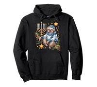 Funny Hanukkah Jewish Sloth Menorah Star Dreidel Felpa con Cappuccio