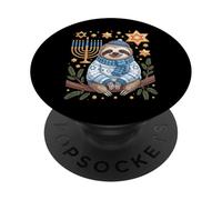 Funny Hanukkah Jewish Sloth Menorah Star Dreidel PopSockets PopGrip Adesivo