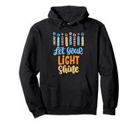 Funny Hanukkah Let Your Light Shine Menorah Adulti Bambini Felpa con Cappuccio