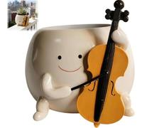 Funny Happy Face Planter Pot,Cute Smiling Resin Flower Pot with Drainage Hole,Mini Cute Plant Holder Feature,Unique Desk Decor for Indoor Outdoor Plants,Garden Yard Landscape Decor (1)