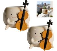 Funny Happy Face Planter Pot,Cute Smiling Resin Flower Pot with Drainage Hole,Mini Cute Plant Holder Feature,Unique Desk Decor for Indoor Outdoor Plants,Garden Yard Landscape Decor (2)