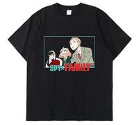 Funny Harajuku Anime Spy X Family Mens t-Shirt Summer Short Sleeve Manga Anya Forger Yor Forger Loid Forger Mens t-Shirts T-Shirt Black L