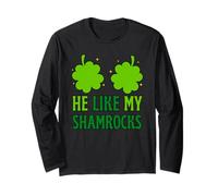 Funny He Likes My Shamrock, She Likes My Leprechaun Couples Maglia a Manica