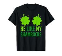 Funny He Likes My Shamrock, She Likes My Leprechaun Couples Maglietta