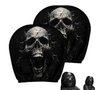 Funny Headrest Covers For Cars | 2 Piece Halloween Skull Stretchy Universal