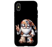 Funny Hippie Gnome Men 70s With Groovy Dress Peace Hand Custodia per iPhone X/XS