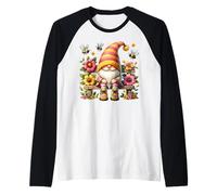 Funny Hippie Gnome With Bees For Women Men Kids Beekeeper Maglia con Maniche Raglan