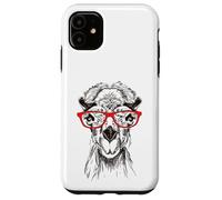 Funny Hipster Nerdy Red Glasses Illustration Camel Lover Custodia per iPhone 11
