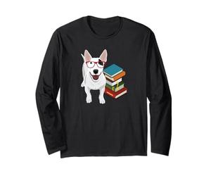 Funny Hipster Read Books Glasses Bull Terrier Lover Maglia a Manica