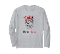 Funny Hipster Red Glasses Llama Mama Llama Mom Lover Maglia a Manica
