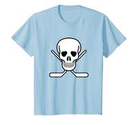 Funny Hockey Pirata Bandiera Cranio e Hockey bastoni Crossbones Maglietta, Bambini, Celeste, 3 Anni