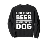 Funny Hold My Beer Pet Dog Lover Cani Birre Bere Umorismo Felpa