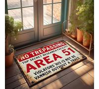 Funny Home Decor Area 51 Segnale di avvertimento: Top Secret Research Facility Zerbino Zerbino Benvenuto per Porta d'ingresso Tappetino antiscivolo per esterni (40 x 60 cm)