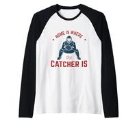 Funny Home is Where The Catcher Is Baseball Lover Adulto Bambini Maglia con Maniche Raglan