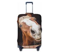 Funny Horse in the Stall - Copertura protettiva per valigia, lavabile, con cerniera e fibbia, 71,1 cm, Cavallo divertente nella stalla, S