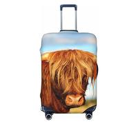 Funny Horse in the Stall - Copertura protettiva per valigia, lavabile, con cerniera e fibbia, 71,1 cm, Divertente mucca delle Highland, x-large