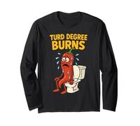 Funny Hot Chili Pepper Spicy Food Turd Poo Pun Toilet Humor Maglia a Manica