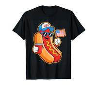 Funny Hotdog USA Flag BBQ Cartoon for July 4th Parade Maglietta