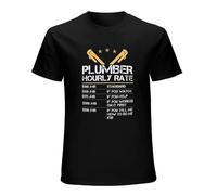 Funny Humor Plumber Hourly Rate Men T Shirt Fashion Vegan Cotton Crewneck Short Sleeve Mens T-Shirt Man Black XL