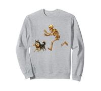 Funny Husky Halloween Steal Bone Skeleton Chase Spooky Husky Felpa