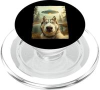 Funny Husky UFO Encounter Hilarious Husky Dog Selfie Aliens PopSockets PopGrip per MagSafe