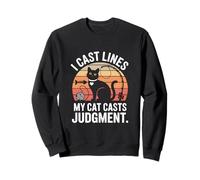 Funny I Cast Lines My Cat Lancia la Pesca del Giudizio Felpa