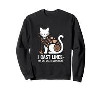 Funny I Cast Lines My Cat Lancia la Pesca del Giudizio Felpa
