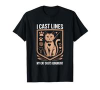 Funny I Cast Lines My Cat Lancia la Pesca del Giudizio Maglietta