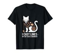 Funny I Cast Lines My Cat Lancia la Pesca del Giudizio Maglietta