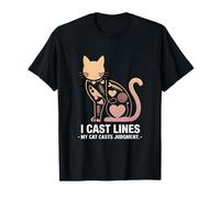 Funny I Cast Lines My Cat Lancia la Pesca del Giudizio Maglietta