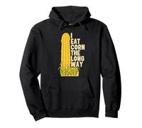 Funny I Eat Corn The Long Way Inappropriate Retro Vintage Felpa con Cappuccio
