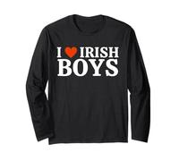 Funny I Love Irish Boys I Red Heart British Boys Irlanda Maglia a Manica