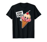 Funny Ice Cream Gelato Stay Chill Cherry Ragazzi Ragazze Bambini Maglietta