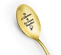 Funny Ice Cream Spoon Engraved - Cute Ice Cream Gold Plating Spoon Sta
