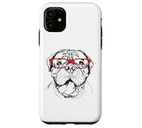 Funny Illustration Mens Womens Red Glasses Mastiff Lover Custodia per iPhone 11