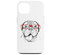 Funny Illustration Mens Womens Red Glasses Mastiff Lover Custodia per iPhone 13