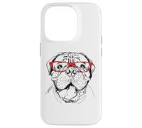 Funny Illustration Mens Womens Red Glasses Mastiff Lover Custodia per iPhone 14 Pro