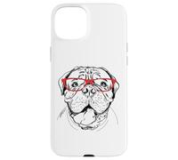 Funny Illustration Mens Womens Red Glasses Mastiff Lover Custodia per iPhone 15 Plus