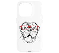 Funny Illustration Mens Womens Red Glasses Mastiff Lover Custodia per iPhone 15 Pro