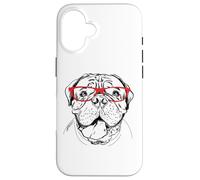 Funny Illustration Mens Womens Red Glasses Mastiff Lover Custodia per iPhone 16